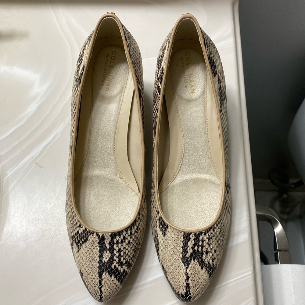 Cole Haan leather snake wedge shoes